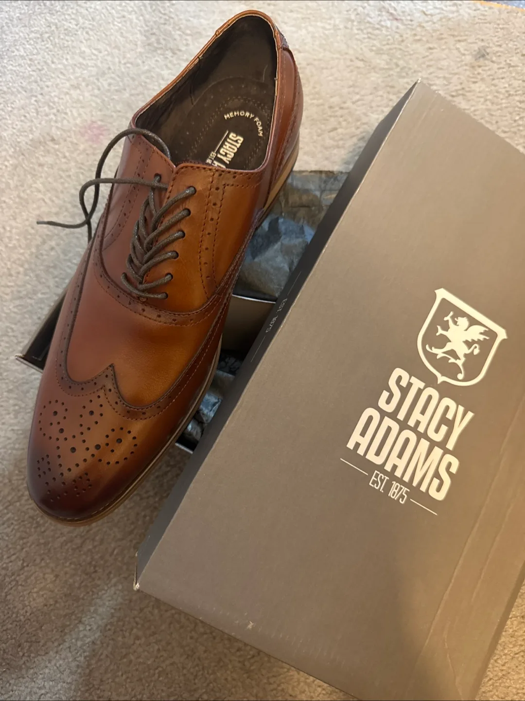 Stacy Adams Dunbar Cognac Dress Shoes - Size 10M thumbnail