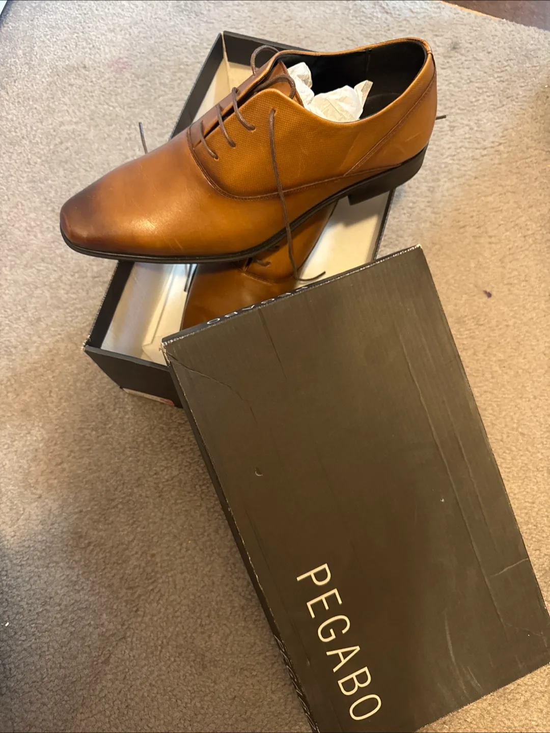 Pegabo Plain Toe Dress Shoes - Tan, Size 10 thumbnail