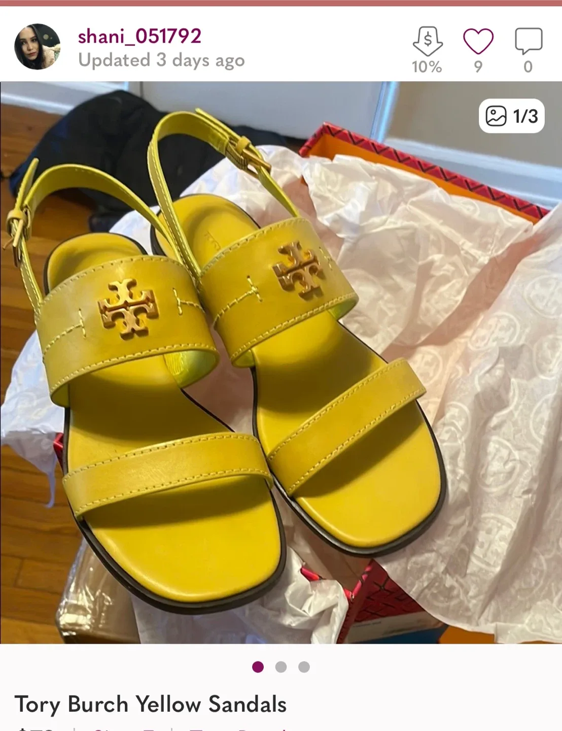 Tory Burch Yellow Sandals thumbnail