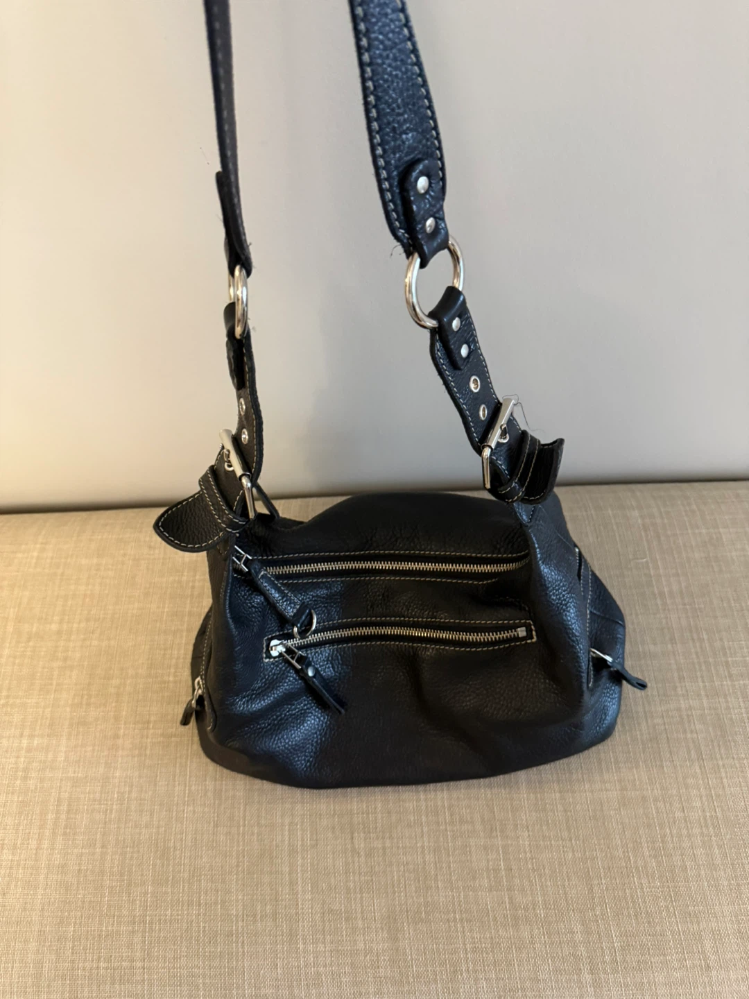 Roots Black Leather Handbag