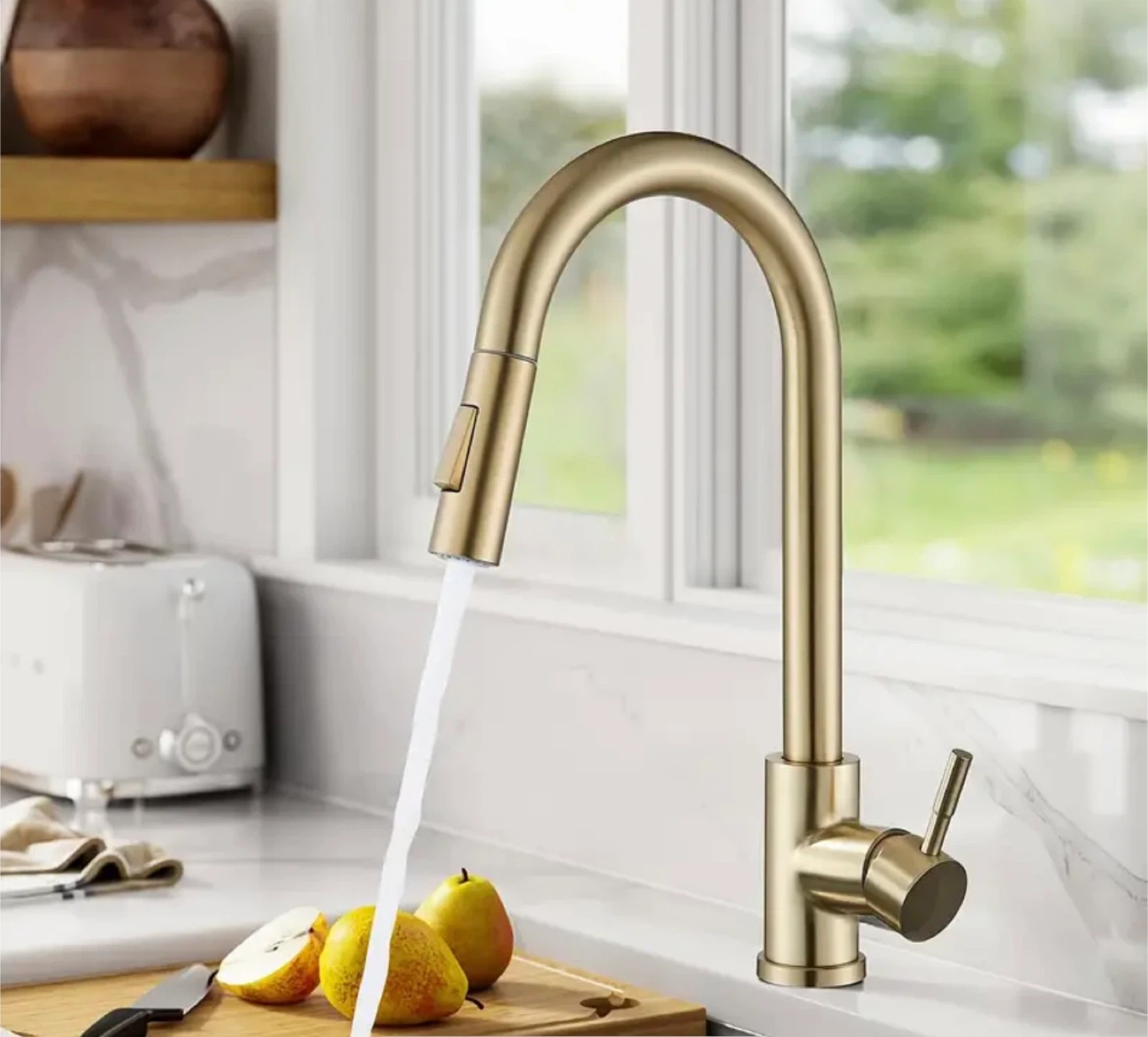 Gold Kitchen Faucet with Pull Down Sprayer