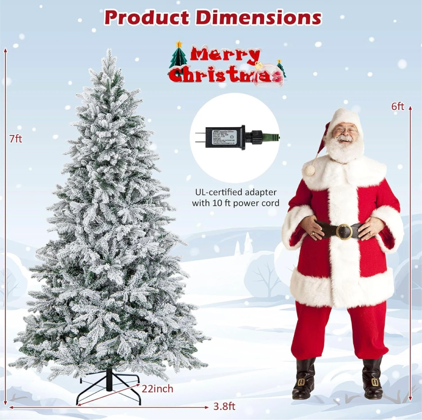 7ft pre lit Snow Flocked Christmas Tree - photo 3
