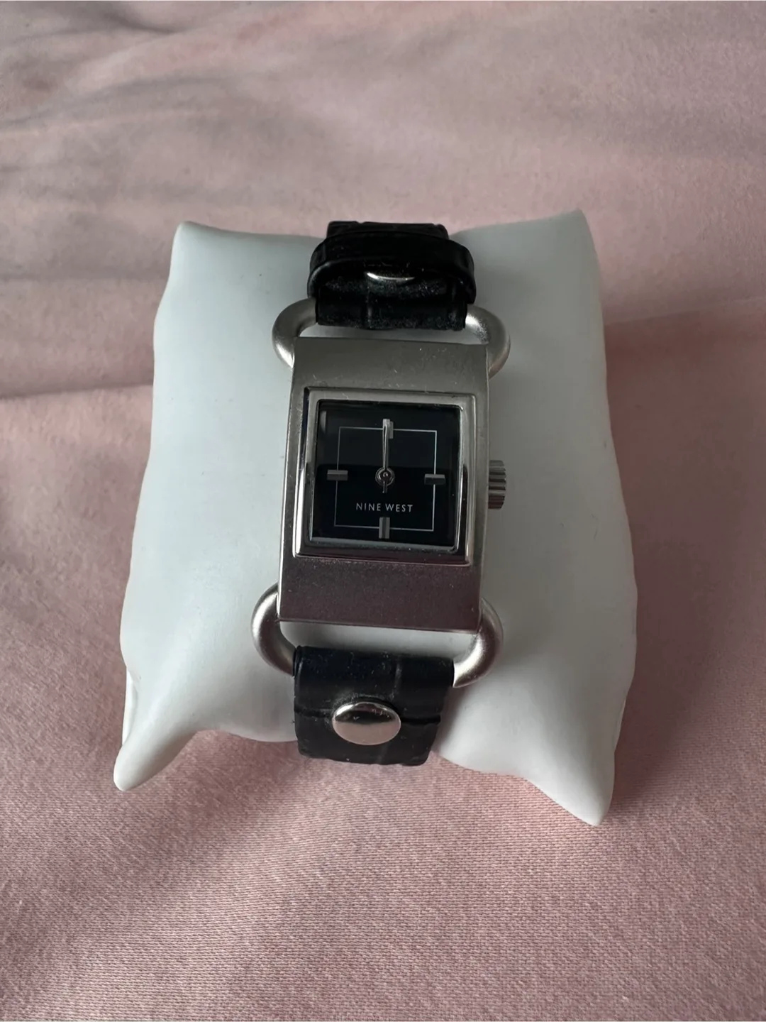 Nine West Women's Black Leather Watch thumbnail