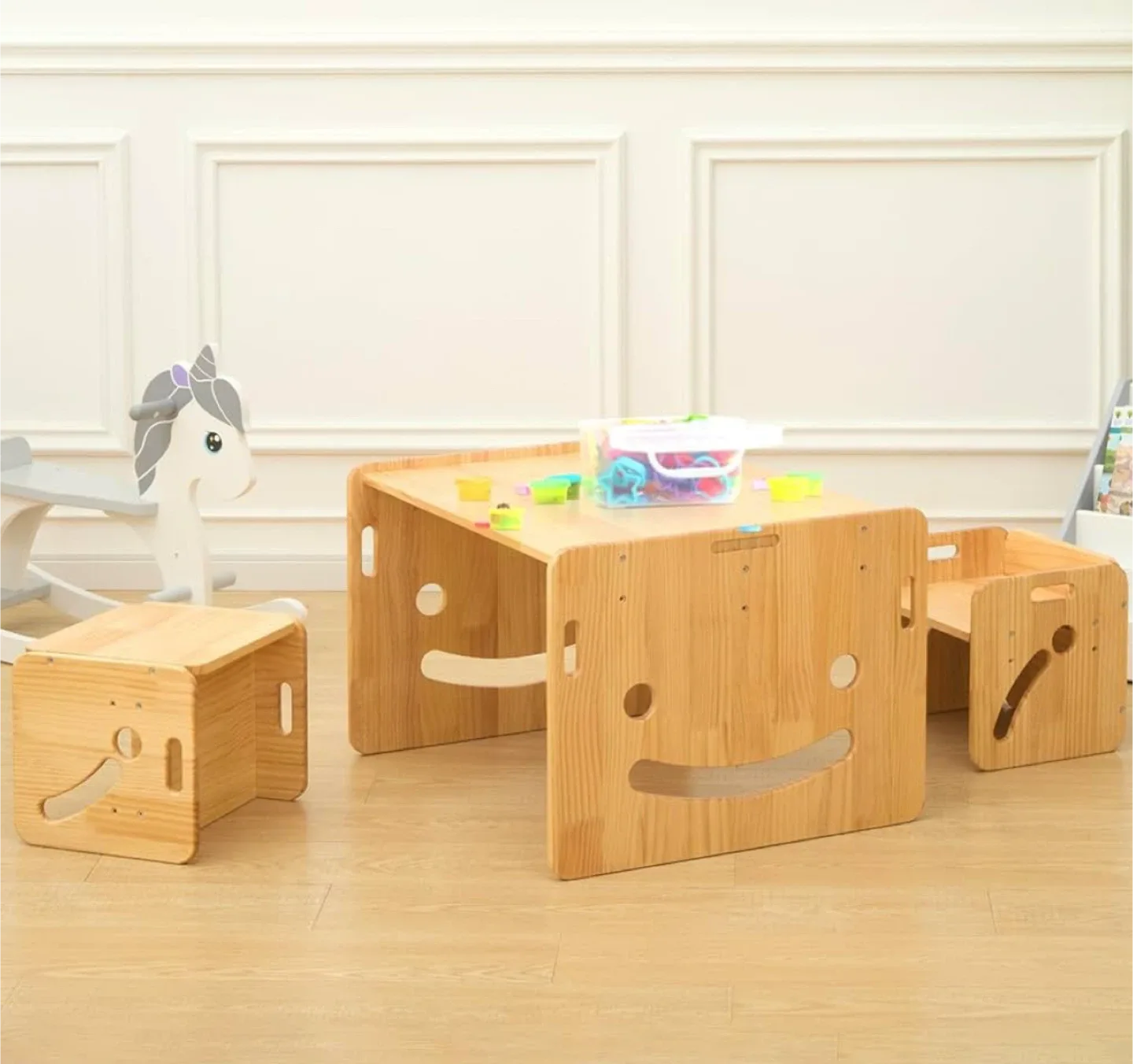 Multifunctional Montessori Table & Chair Set, Solid Wood thumbnail