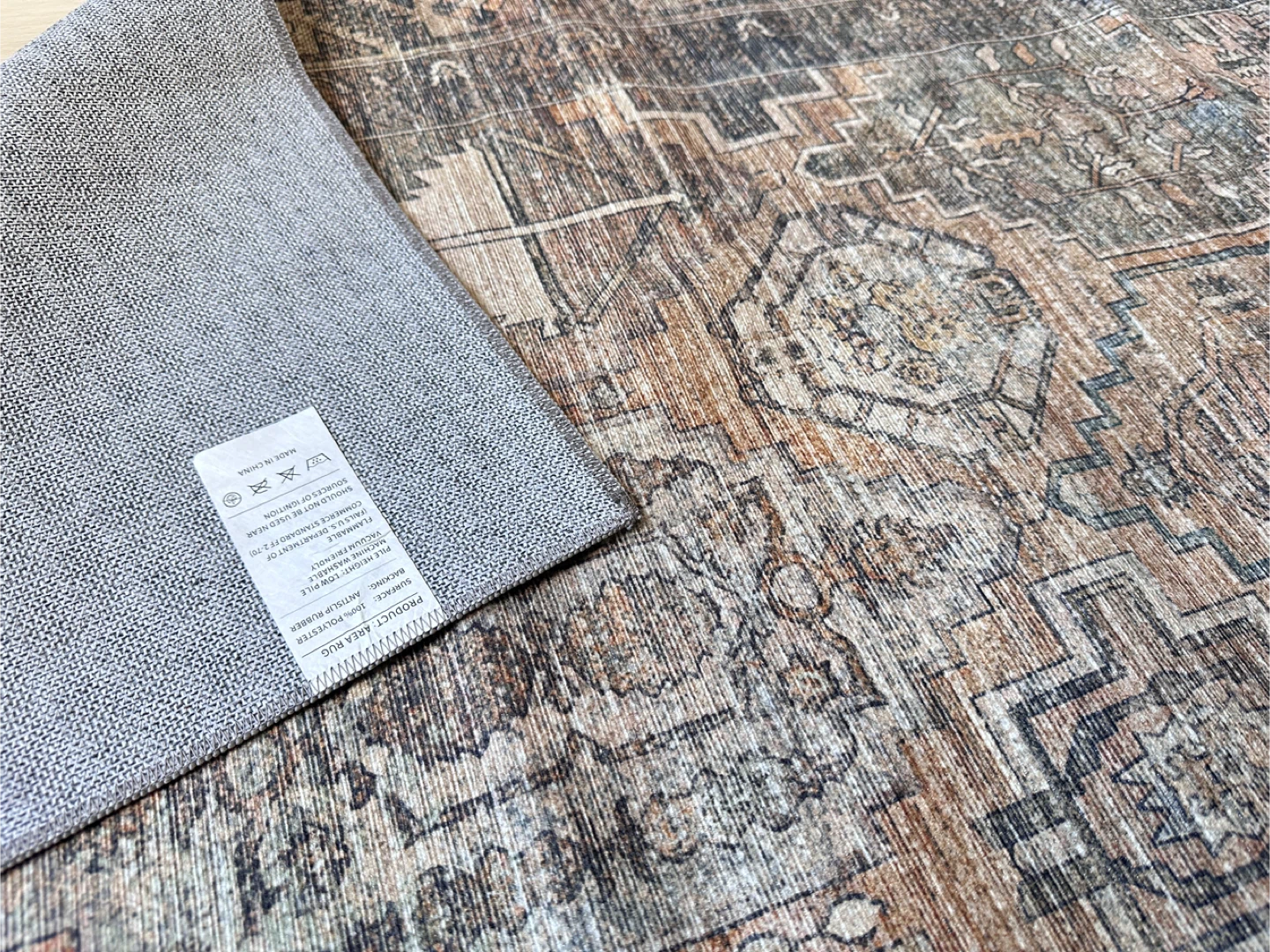 New, 5’x7’ Machine Washable, Vintage Distressed Area Rug - photo 4