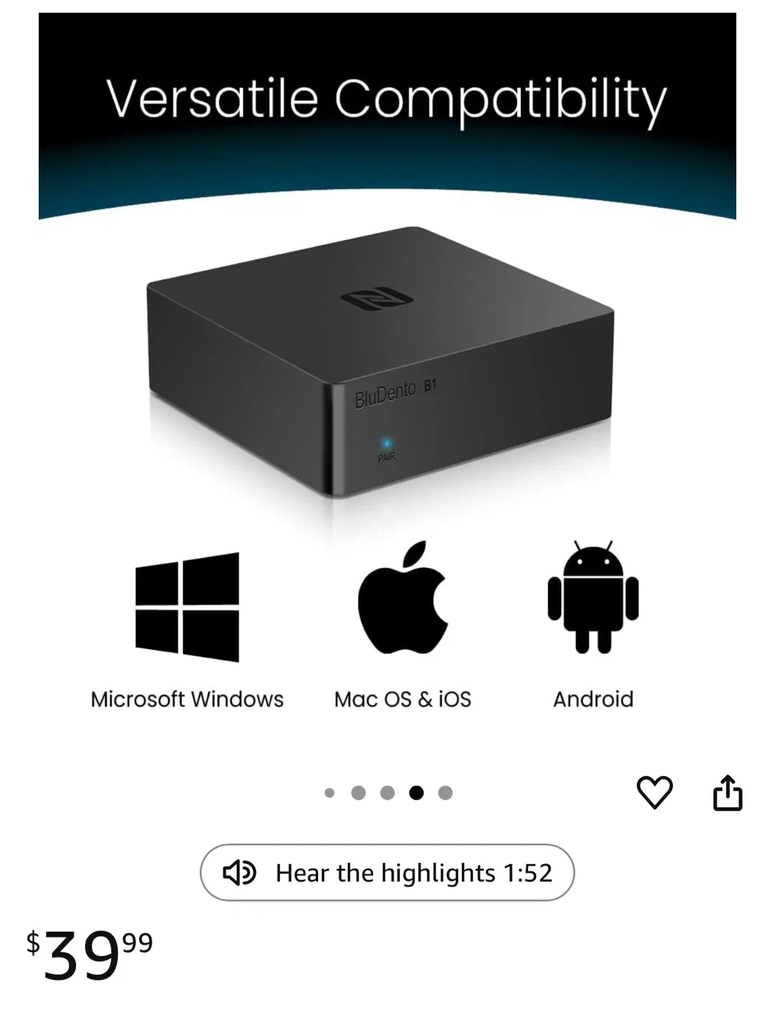 BluDento B1 Bluetooth Music Receiver thumbnail