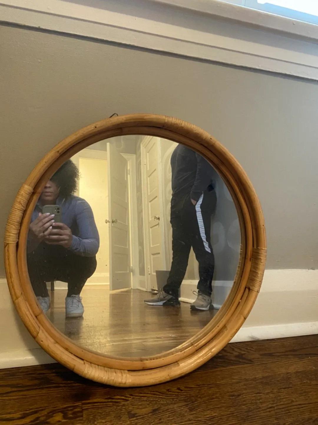 Rattan Framed Mirror image indicator(2)