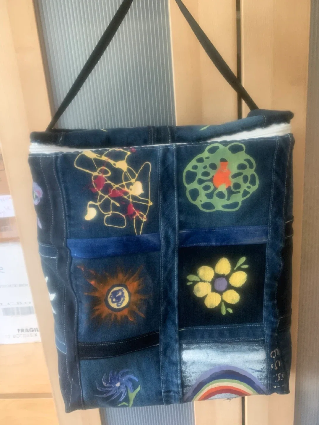 One of a Kind Denim Tote Cooler Bag - great gift idea thumbnail