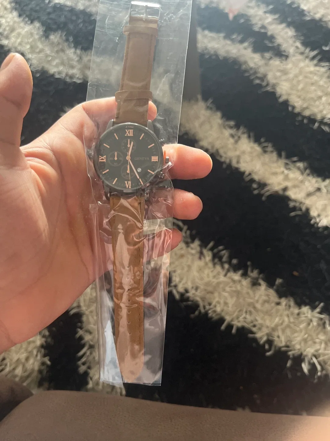 Geneva Brown Leather Band Watch thumbnail