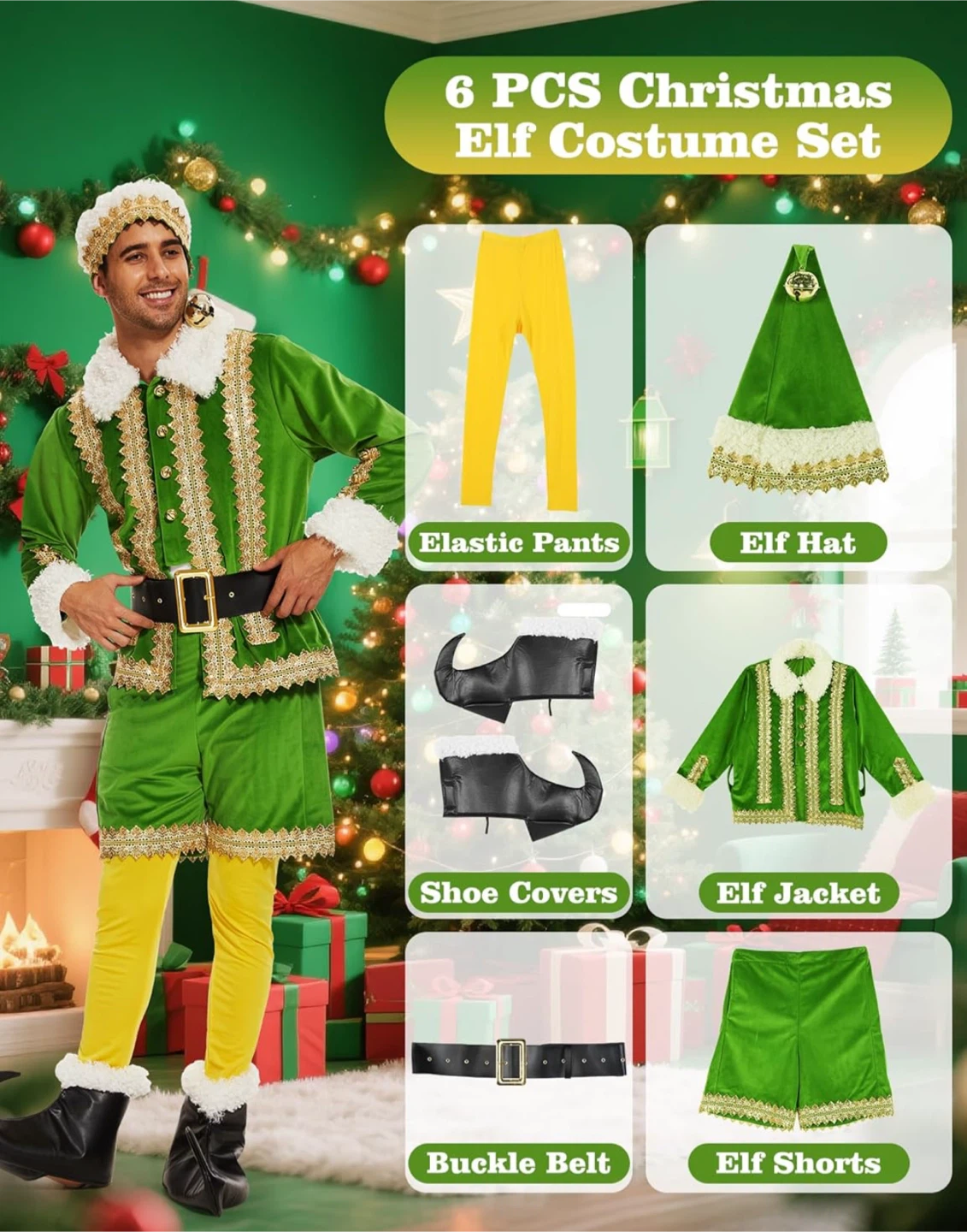 Christmas Elf Costume Set - 6 Pieces - photo 4