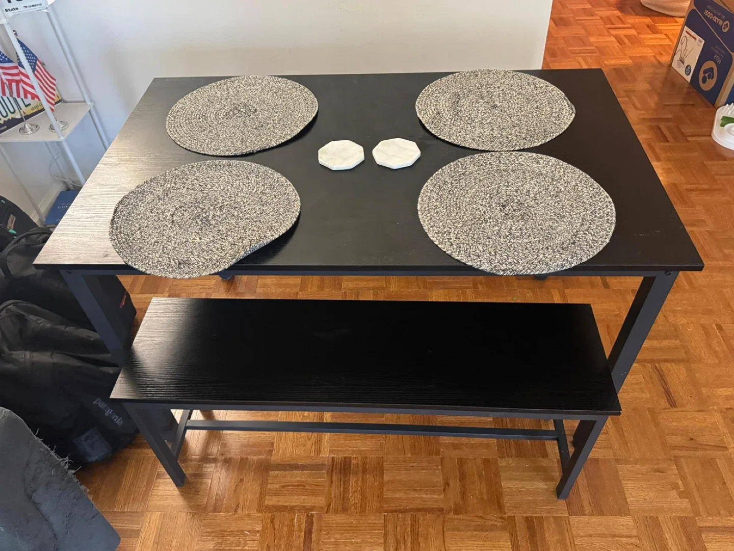 Black Dining Table with Benches