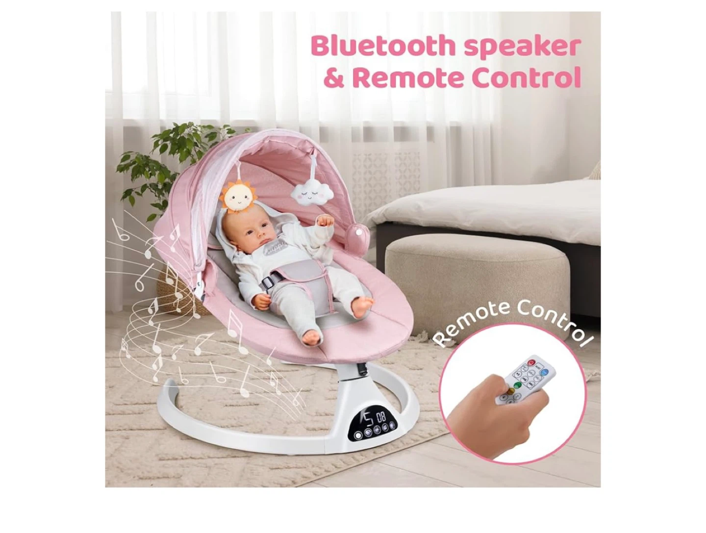 Pink Baby Electric Rocking Bassinet/ swing - photo 2