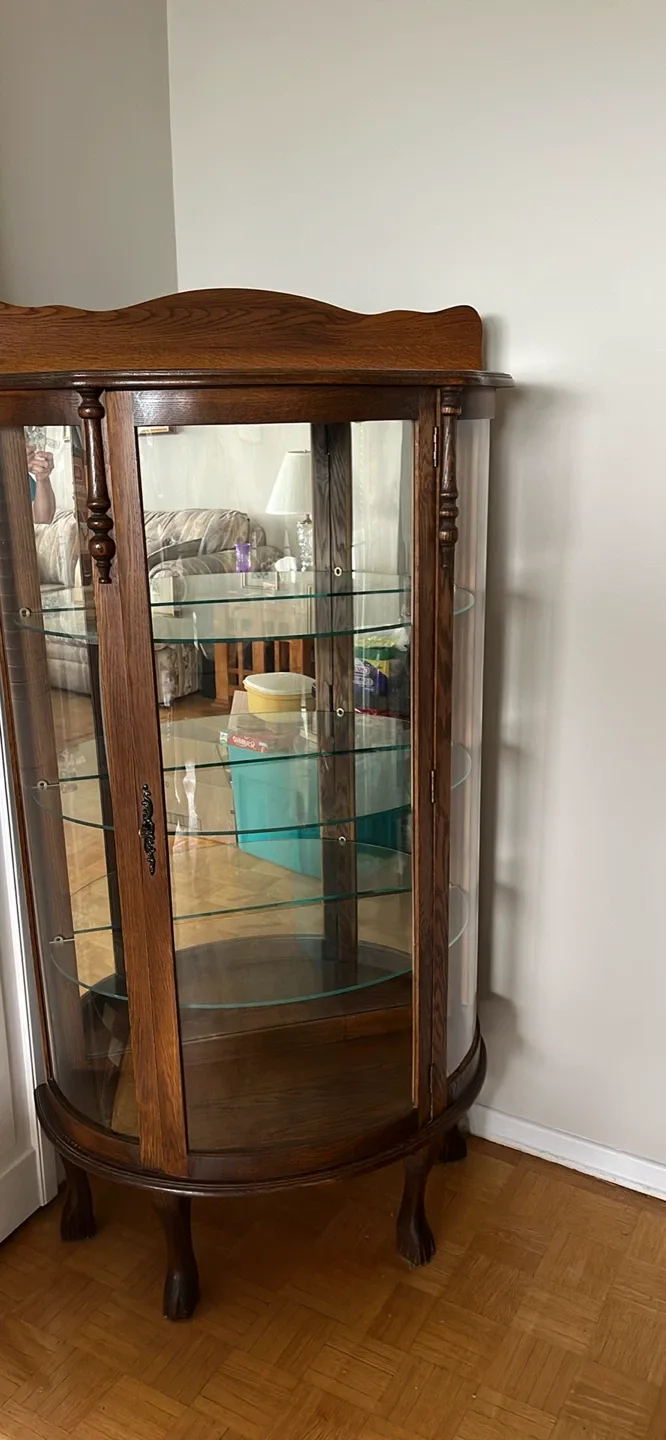 Vintage Curved Glass China Cabinet thumbnail