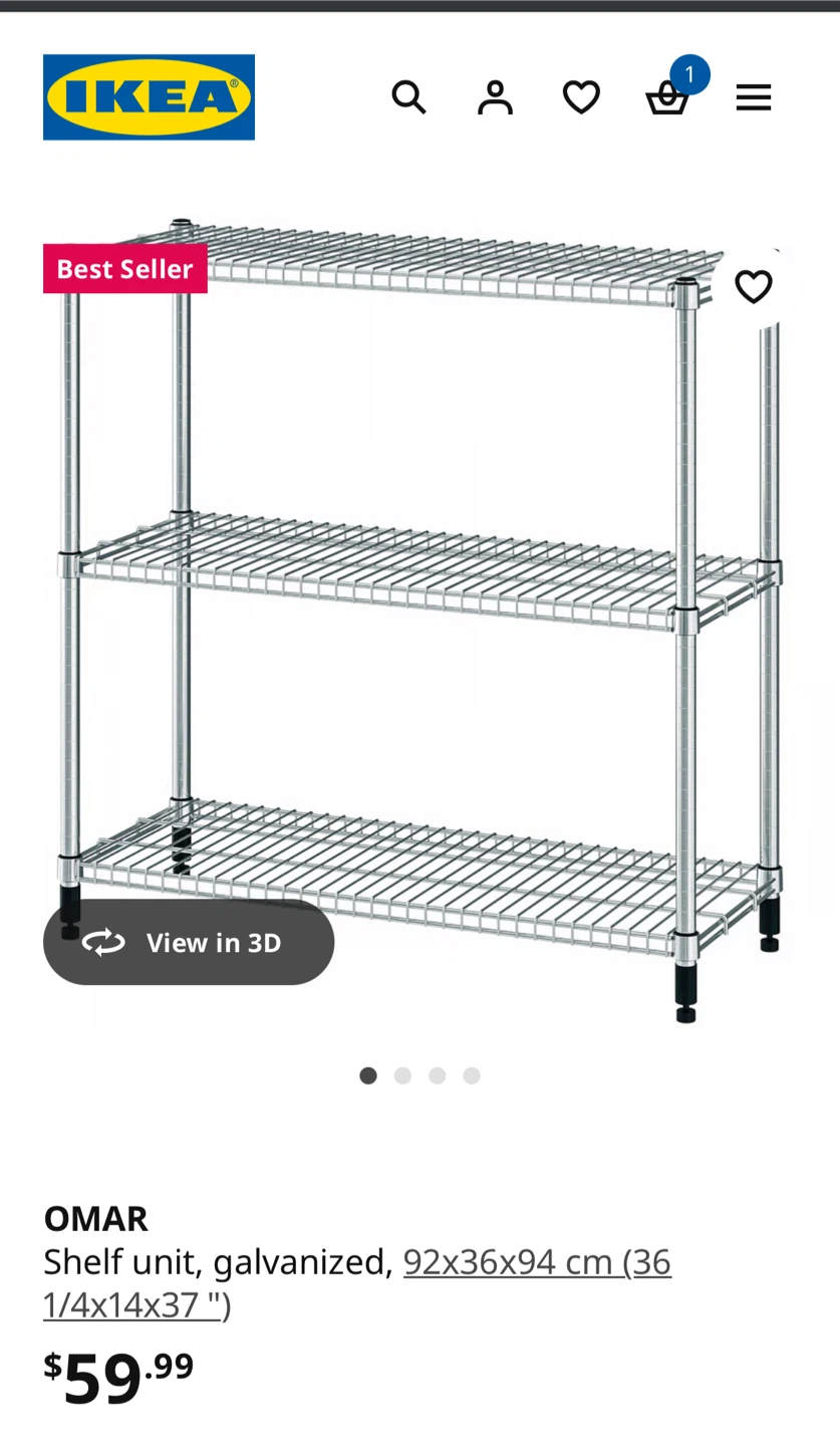 Two IKEA Galvanized Shelf Unit