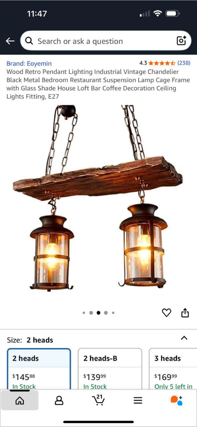 Wood Retro Pendant Lighting – Vintage Industrial Chandelier - photo 3