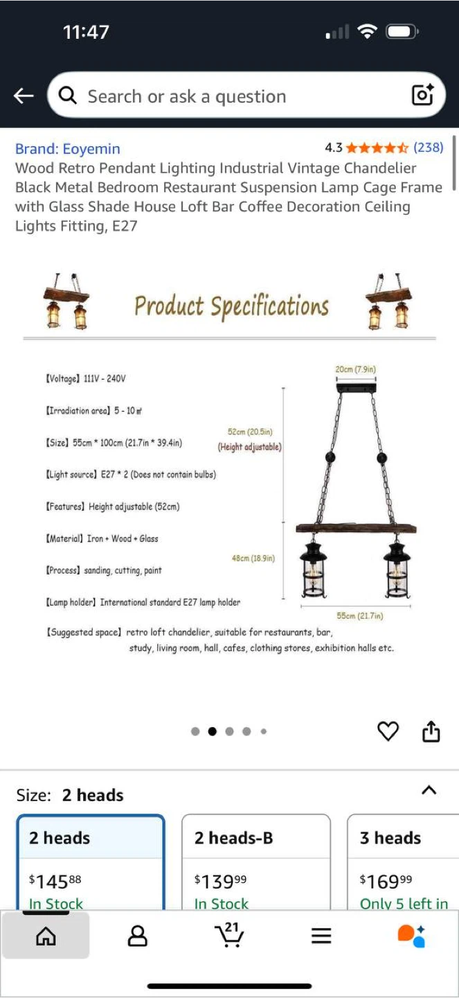 Wood Retro Pendant Lighting – Vintage Industrial Chandelier - photo 5