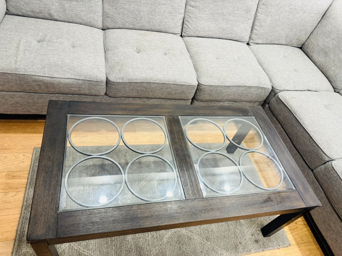 Grey Sectional Sofa with Coffee Table thumbnail