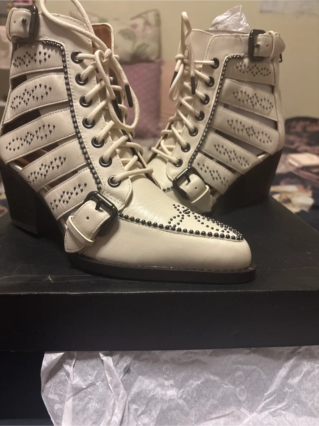 Coach Ivory Leather Heeled Boots thumbnail