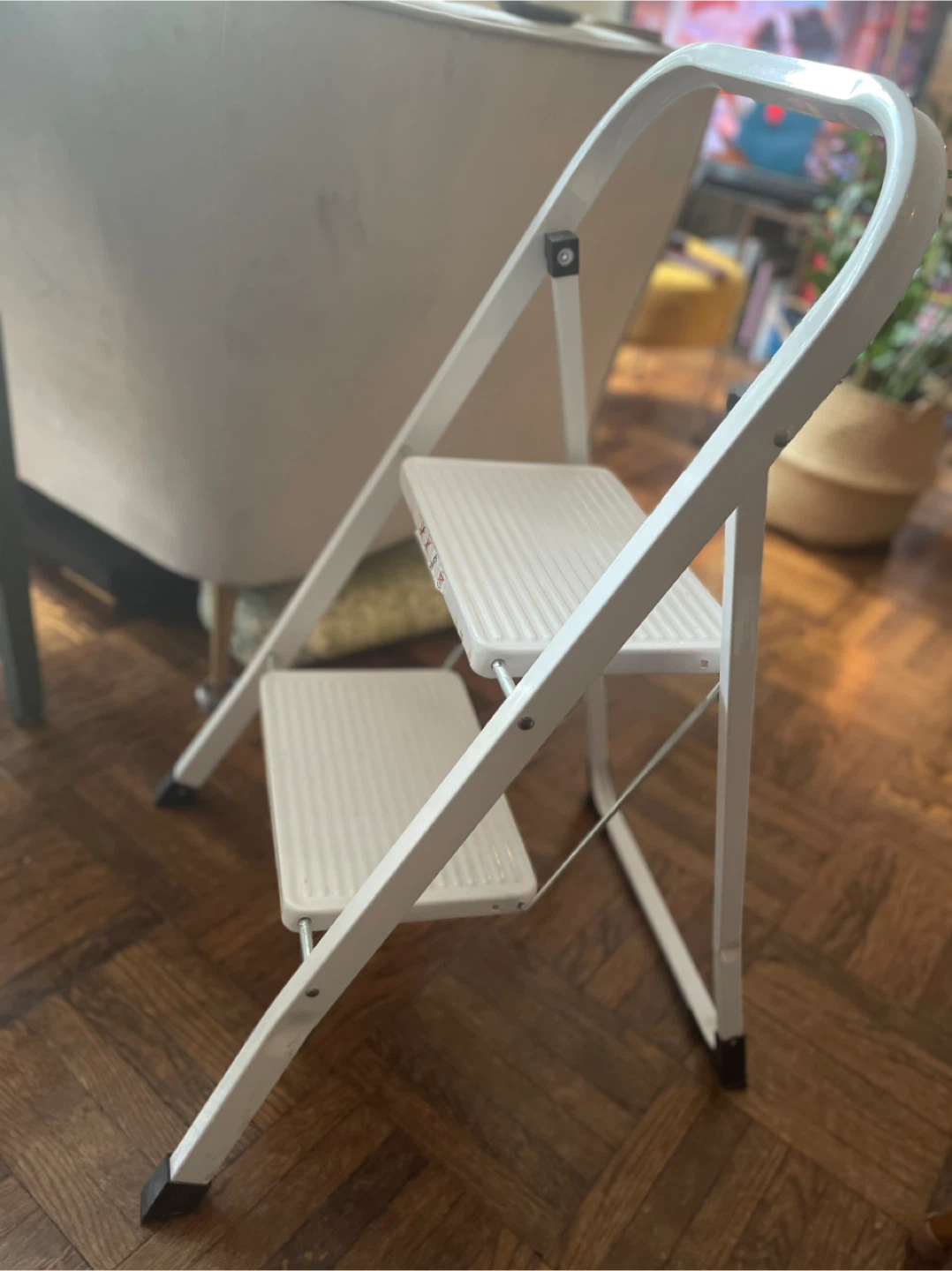 White Folding Step Stool - Like New! - photo 2