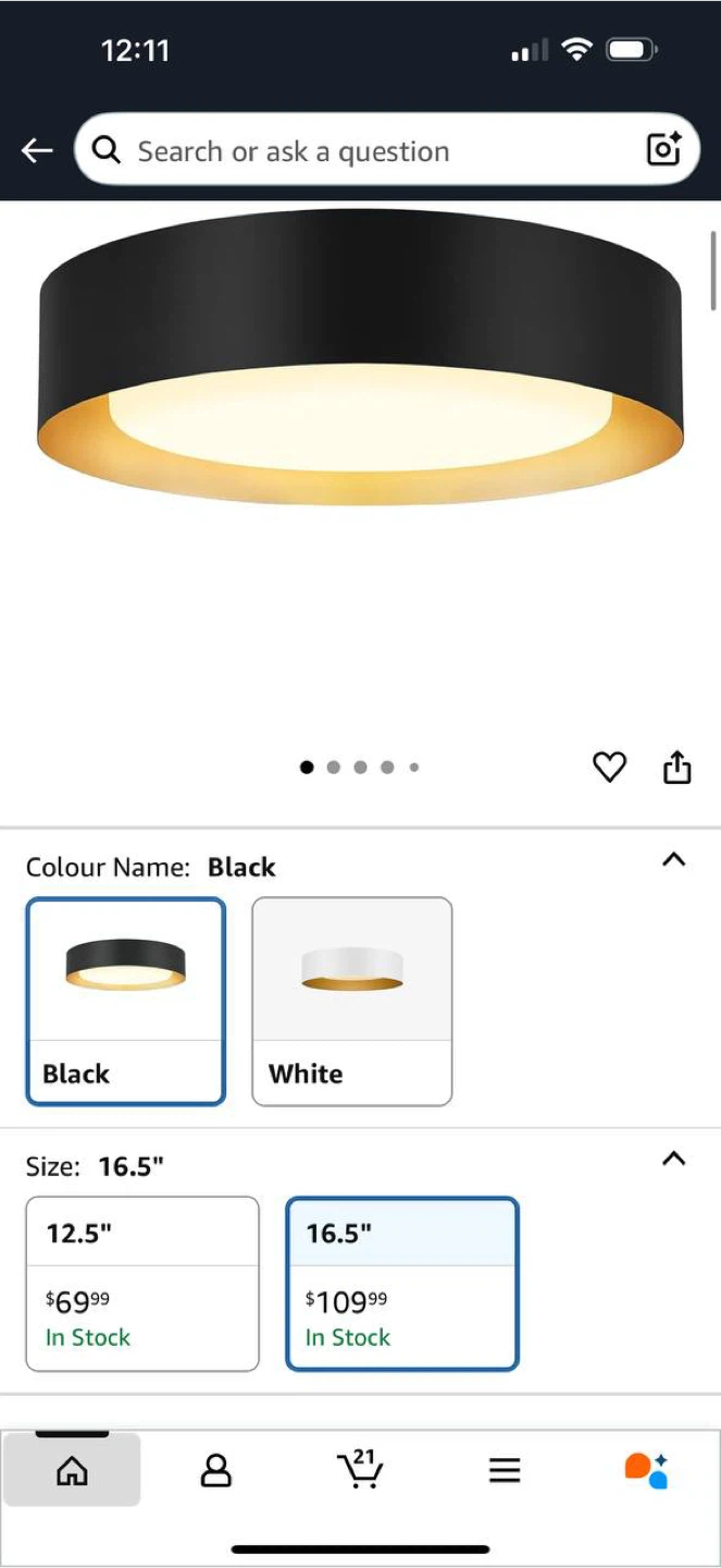 Goomavi Modern Flush Mount Ceiling Light – Black & Gold - photo 2