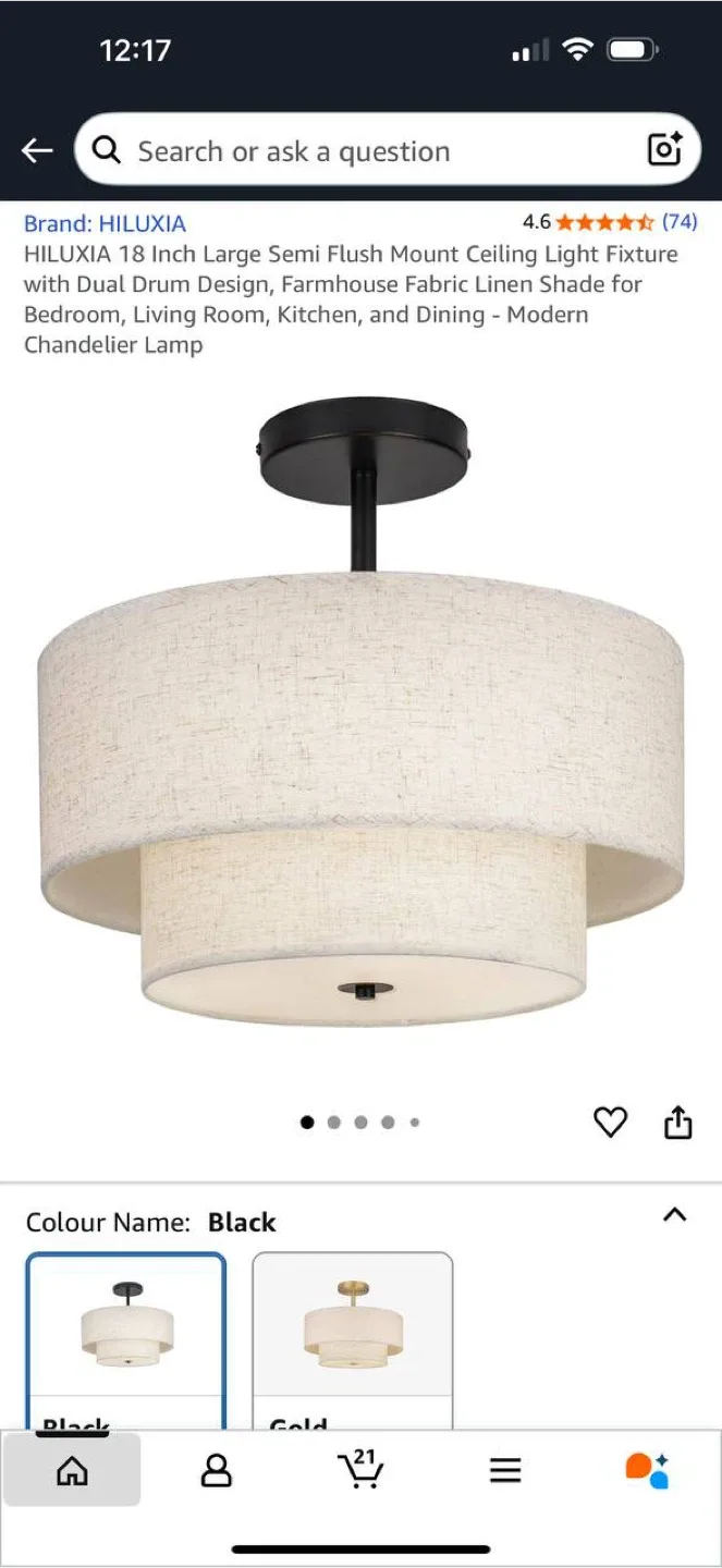 HILUXIA 18” Semi Flush Mount Ceiling Light thumbnail