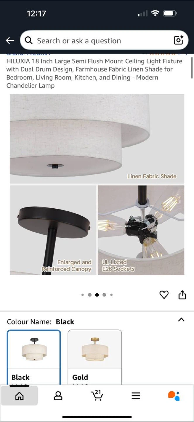 HILUXIA 18” Semi Flush Mount Ceiling Light - photo 4