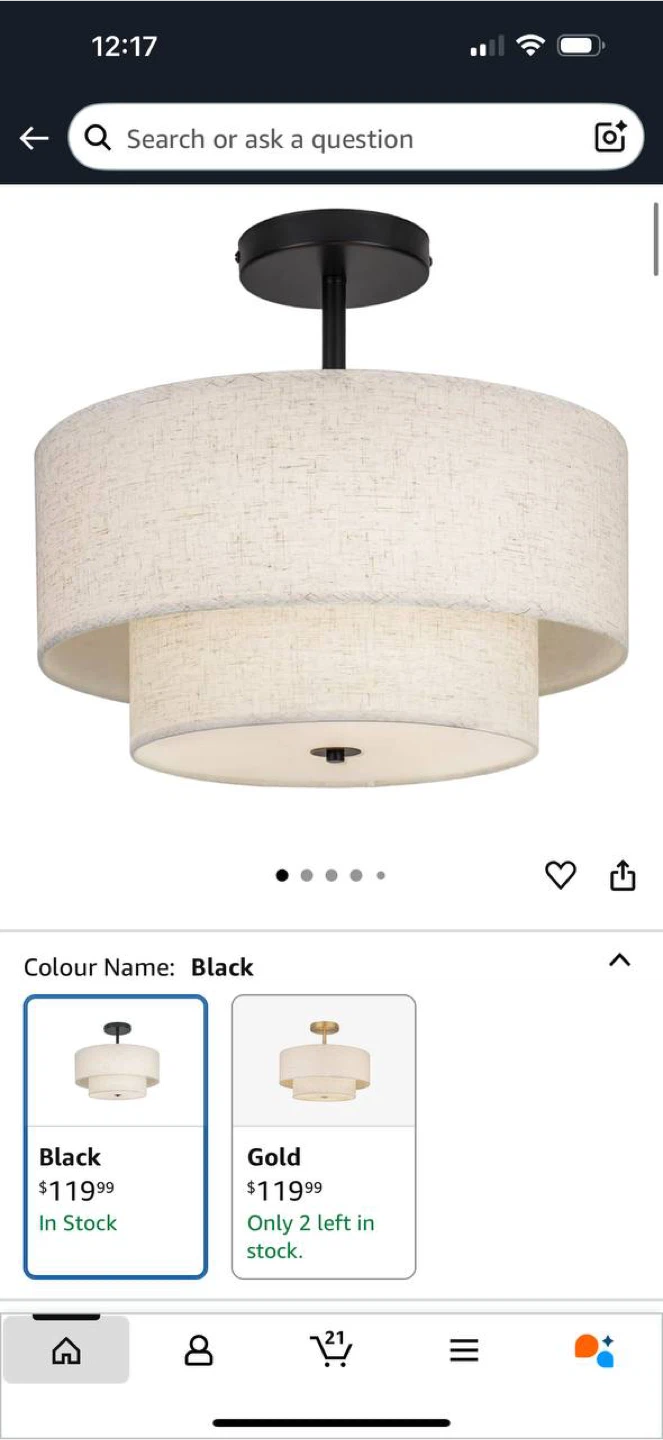 HILUXIA 18” Semi Flush Mount Ceiling Light - photo 2