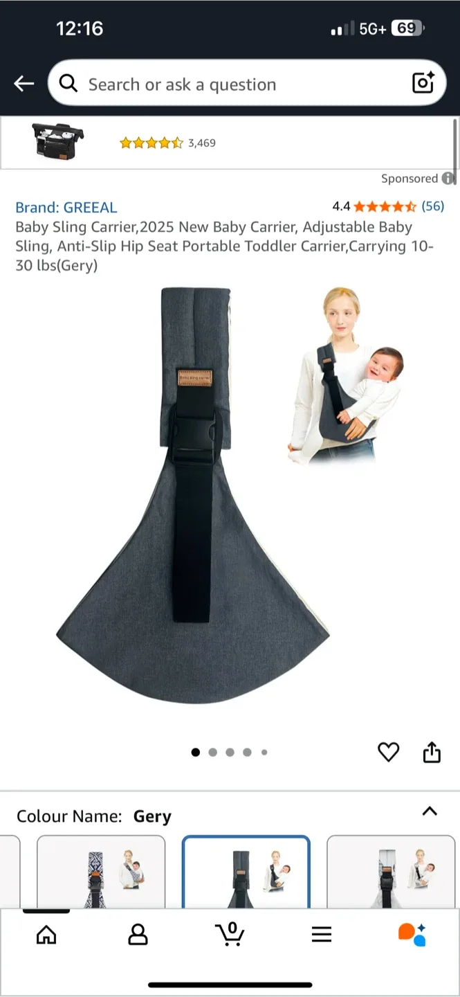 GREEAL Baby Sling Carrier - Adjustable & Portable thumbnail