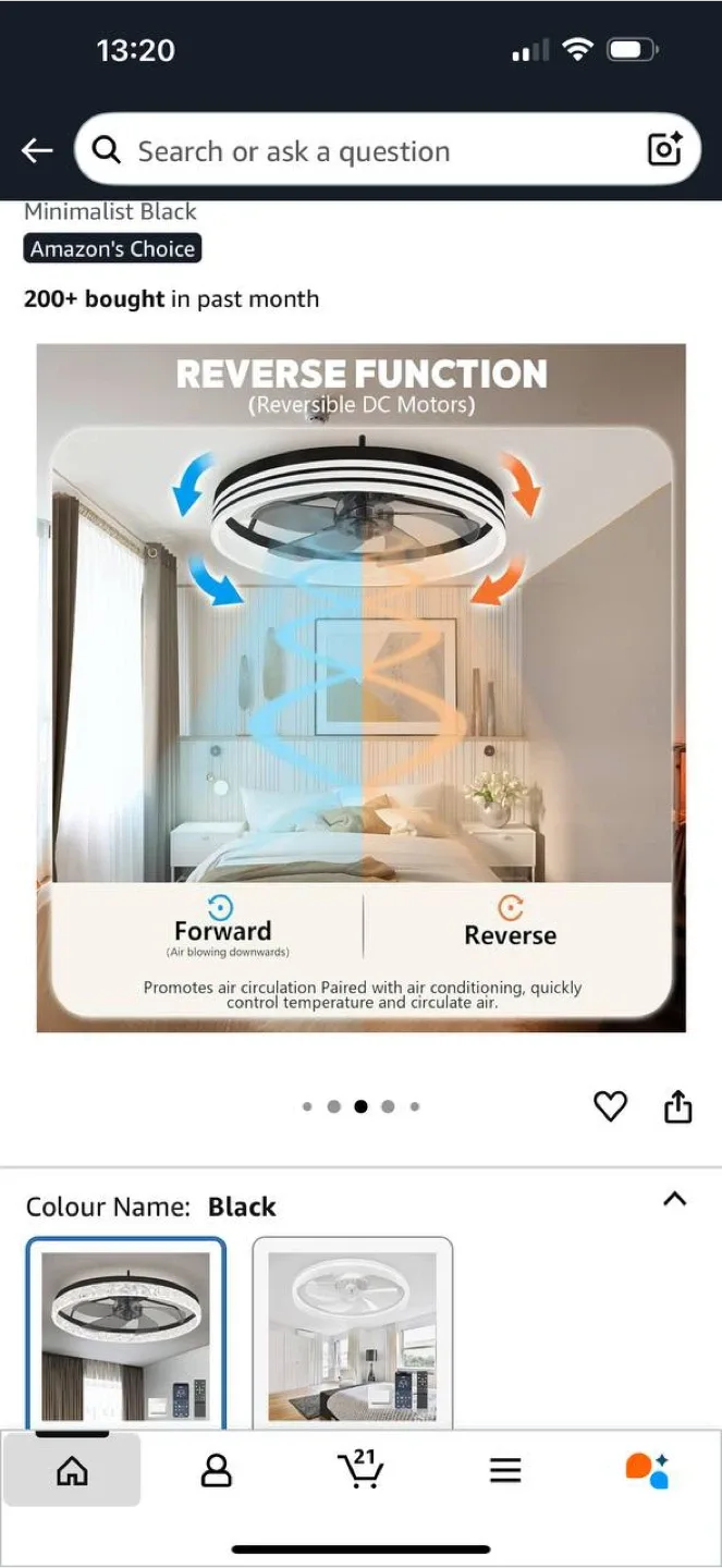 Ltemziiy Ceiling Fan with Light – Black – New image indicator(5)