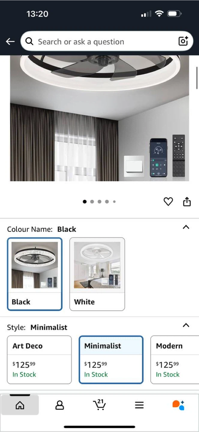 Ltemziiy Ceiling Fan with Light – Black – New - photo 3