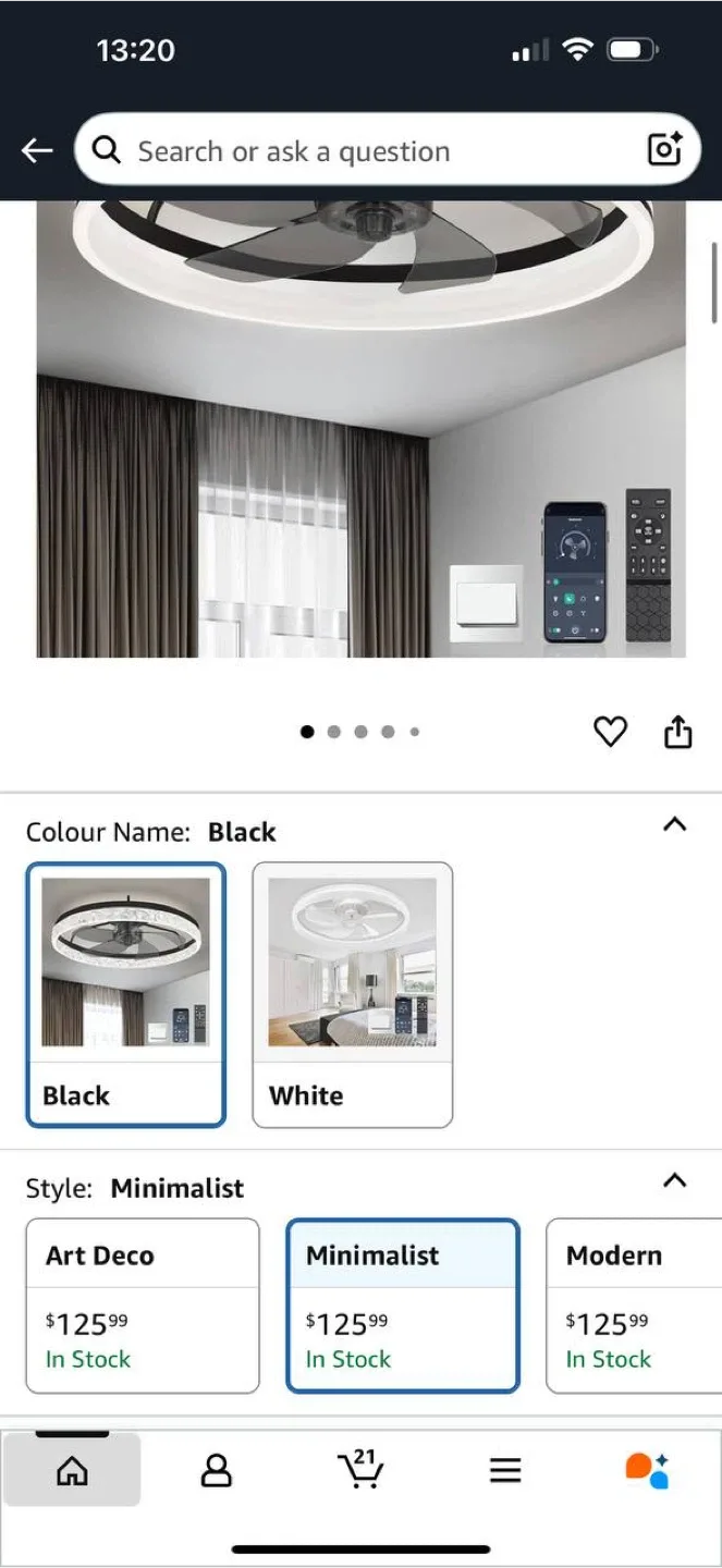 Ltemziiy Ceiling Fan with Light – Black – New image indicator(3)