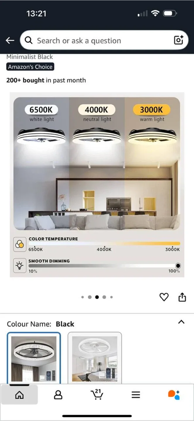 Ltemziiy Ceiling Fan with Light – Black – New image indicator(6)