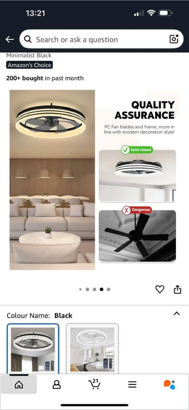 Ltemziiy Ceiling Fan with Light – Black – New image indicator(7)