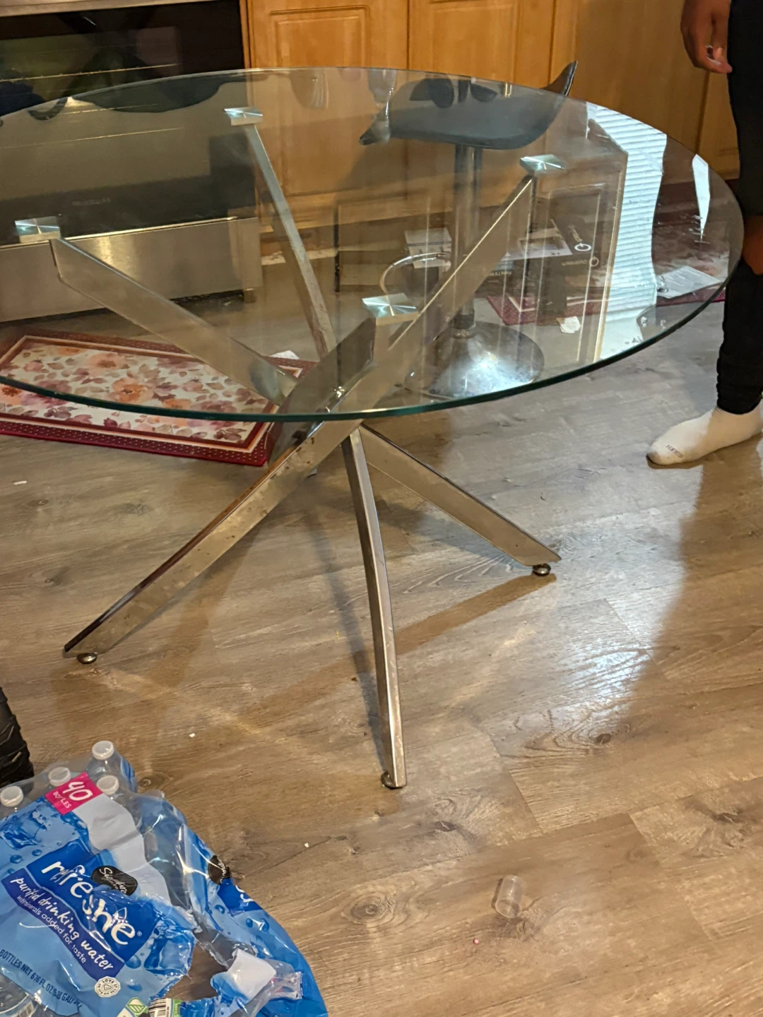 Glass Top Round Dining Table