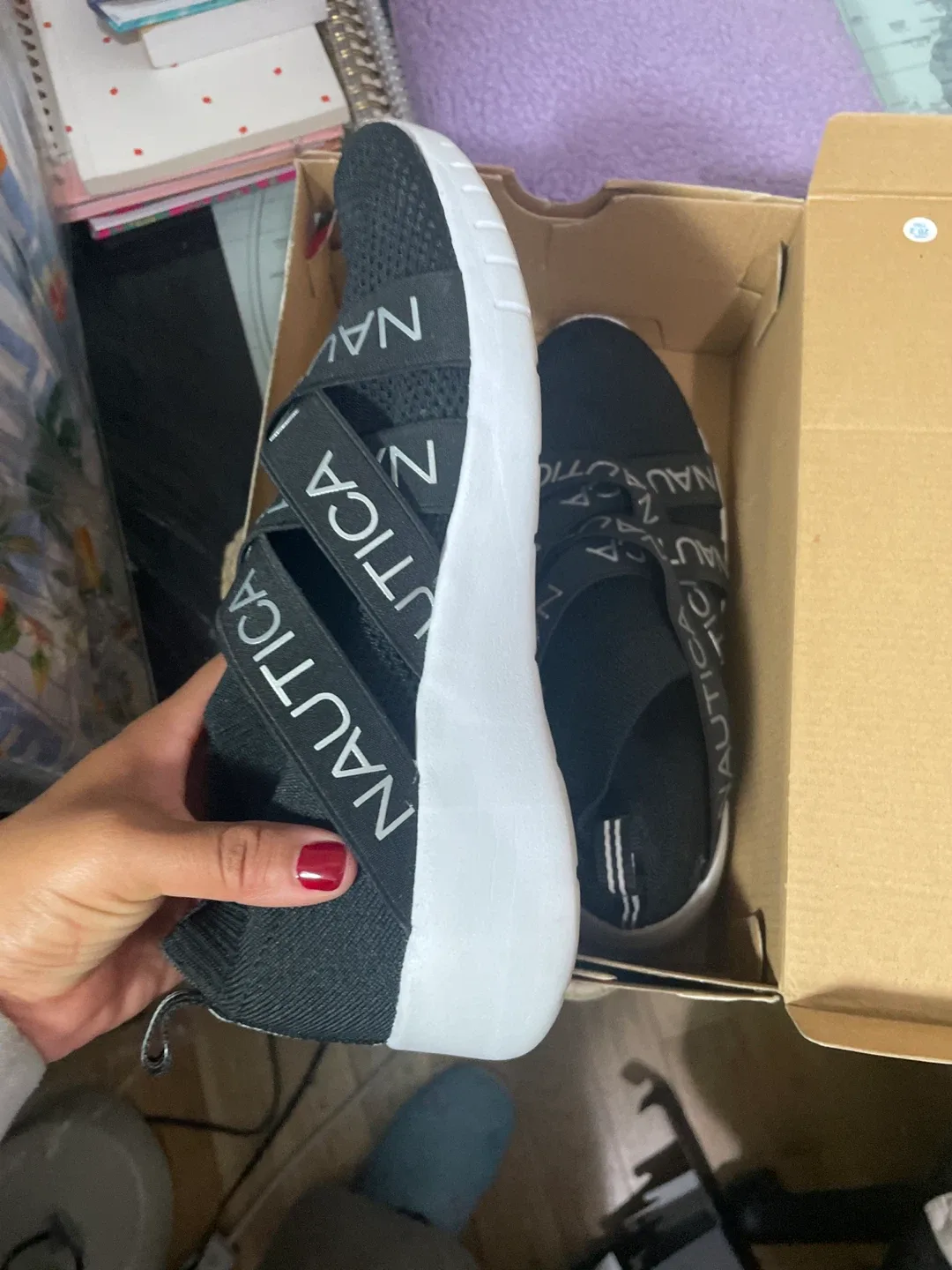 Nautica Black Women's Sneakers with Box image indicator(2)