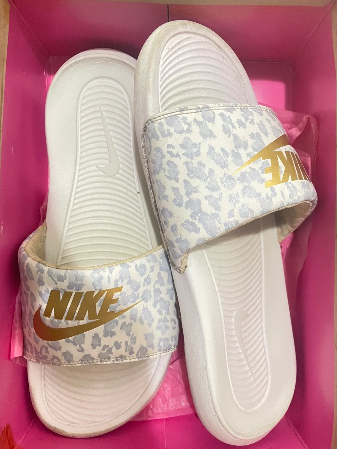 Nike Slides White/Gold Leopard Print (original) image indicator(3)