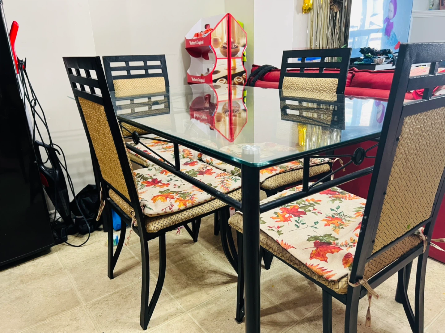 Glass Top Sturdy Dining Table with 4 Chairs - photo 4