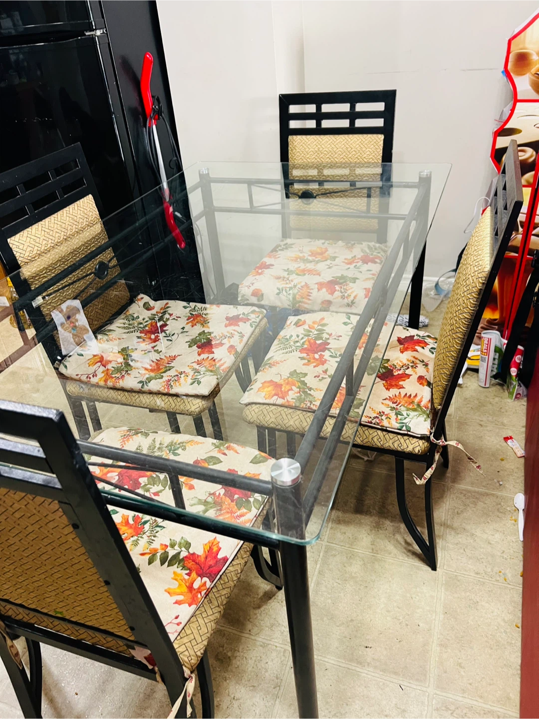 Glass Top Sturdy Dining Table with 4 Chairs - photo 2
