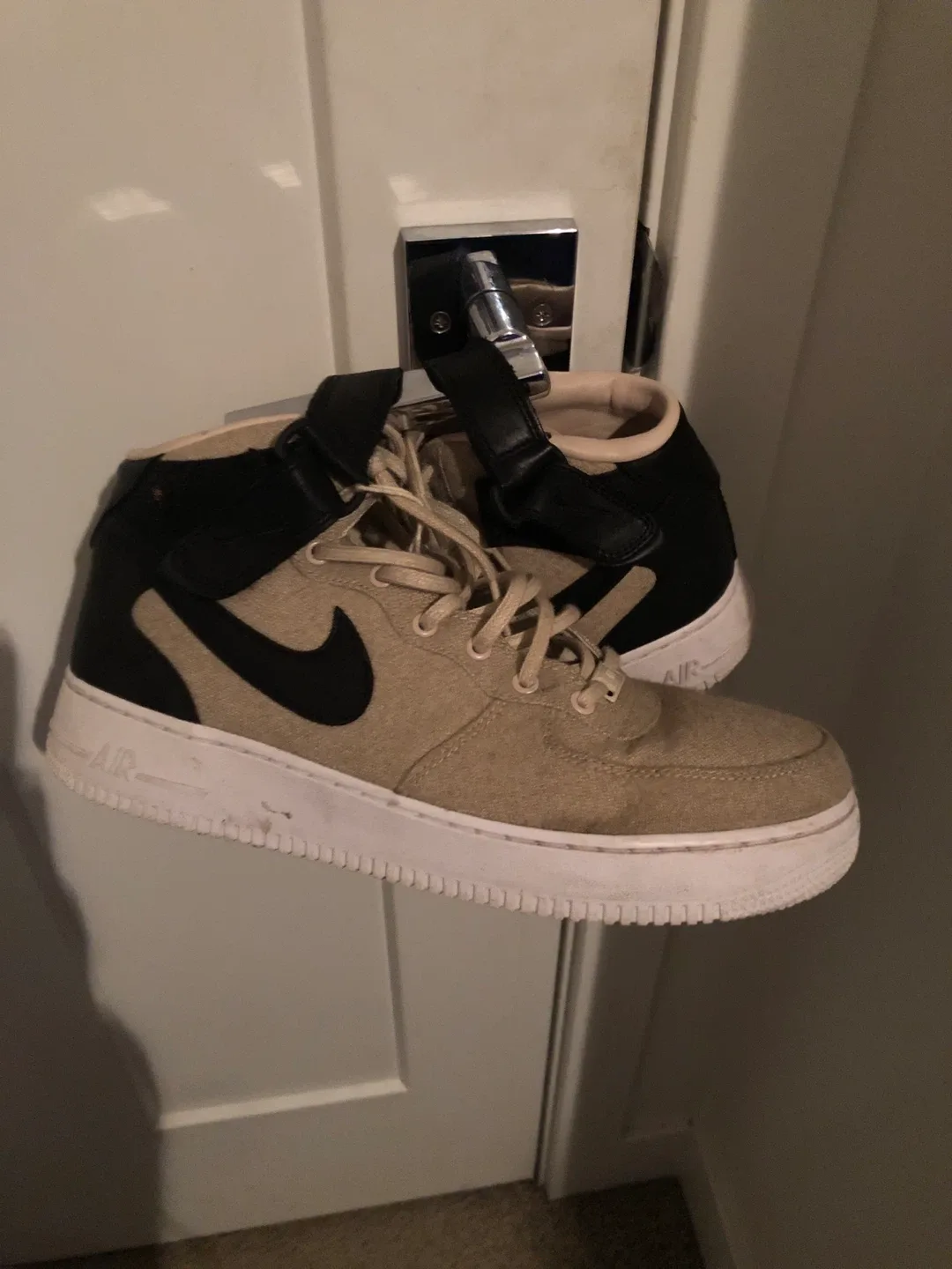 Nike Air Force 1 Beige Premium Leather Tongue Highs image indicator(4)