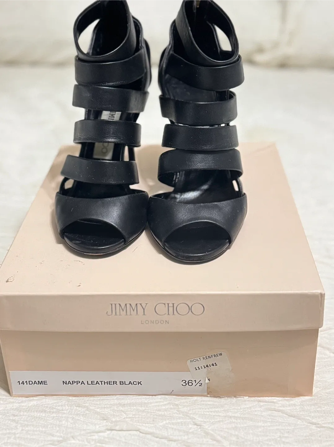 Jimmy Choo Nappa Leather Black Heels - Size 36.5 thumbnail