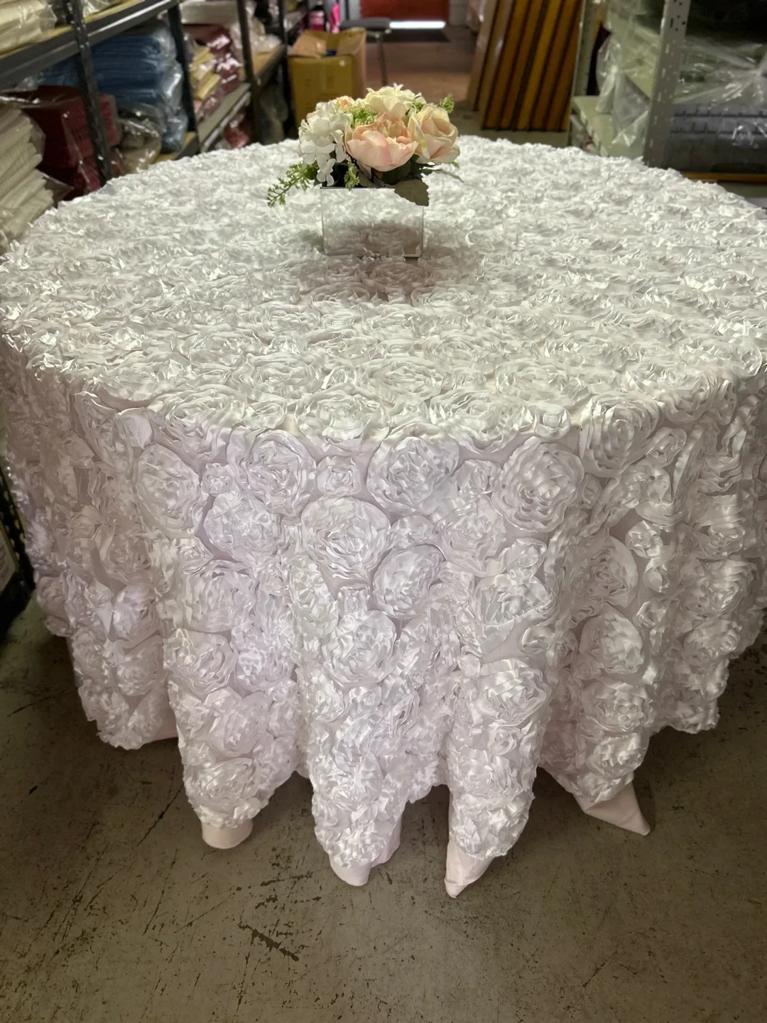 White Rosette Tablecloth