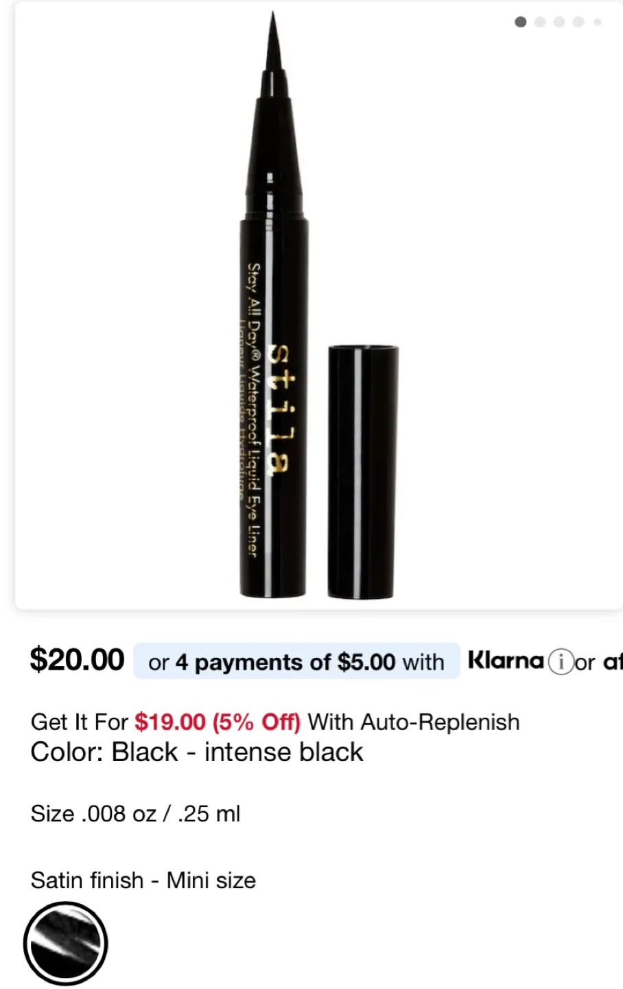 Stila Stay All Day Waterproof Liquid Eyeliner - Black thumbnail