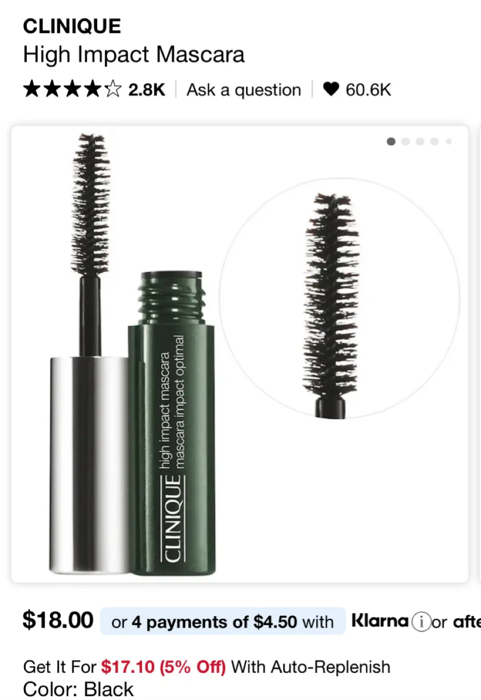 3.5ml Clinique High Impact Mascara - Black thumbnail
