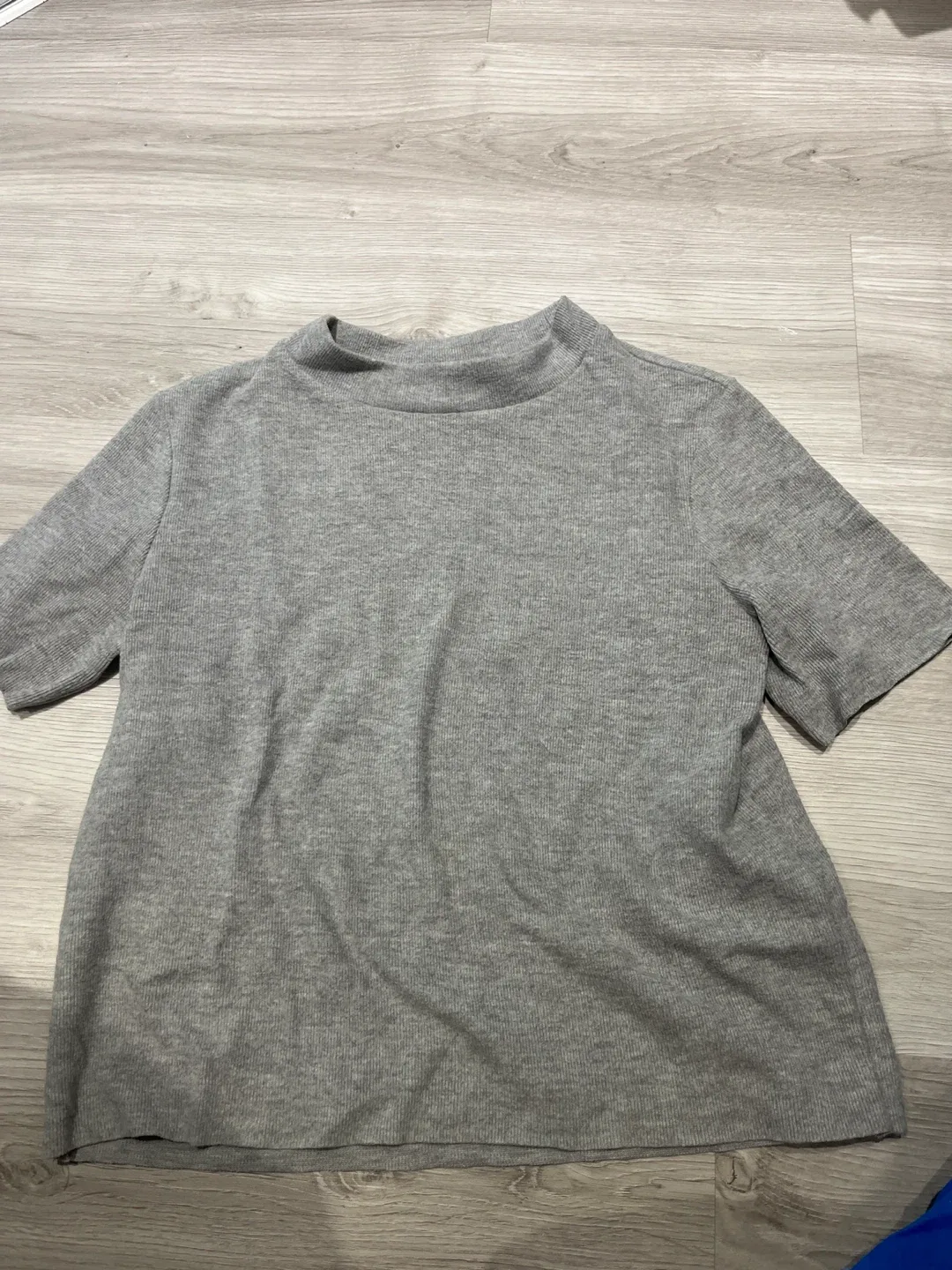 Grey Short Sleeve Mock Neck Top