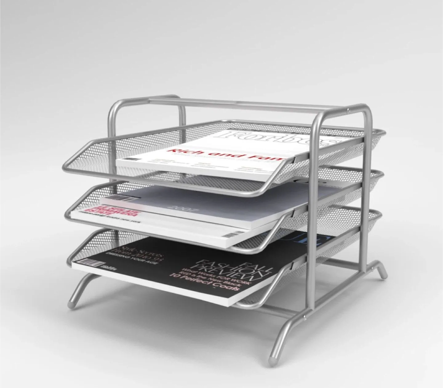 Silver Metal Mesh 3-Tier Document Tray thumbnail