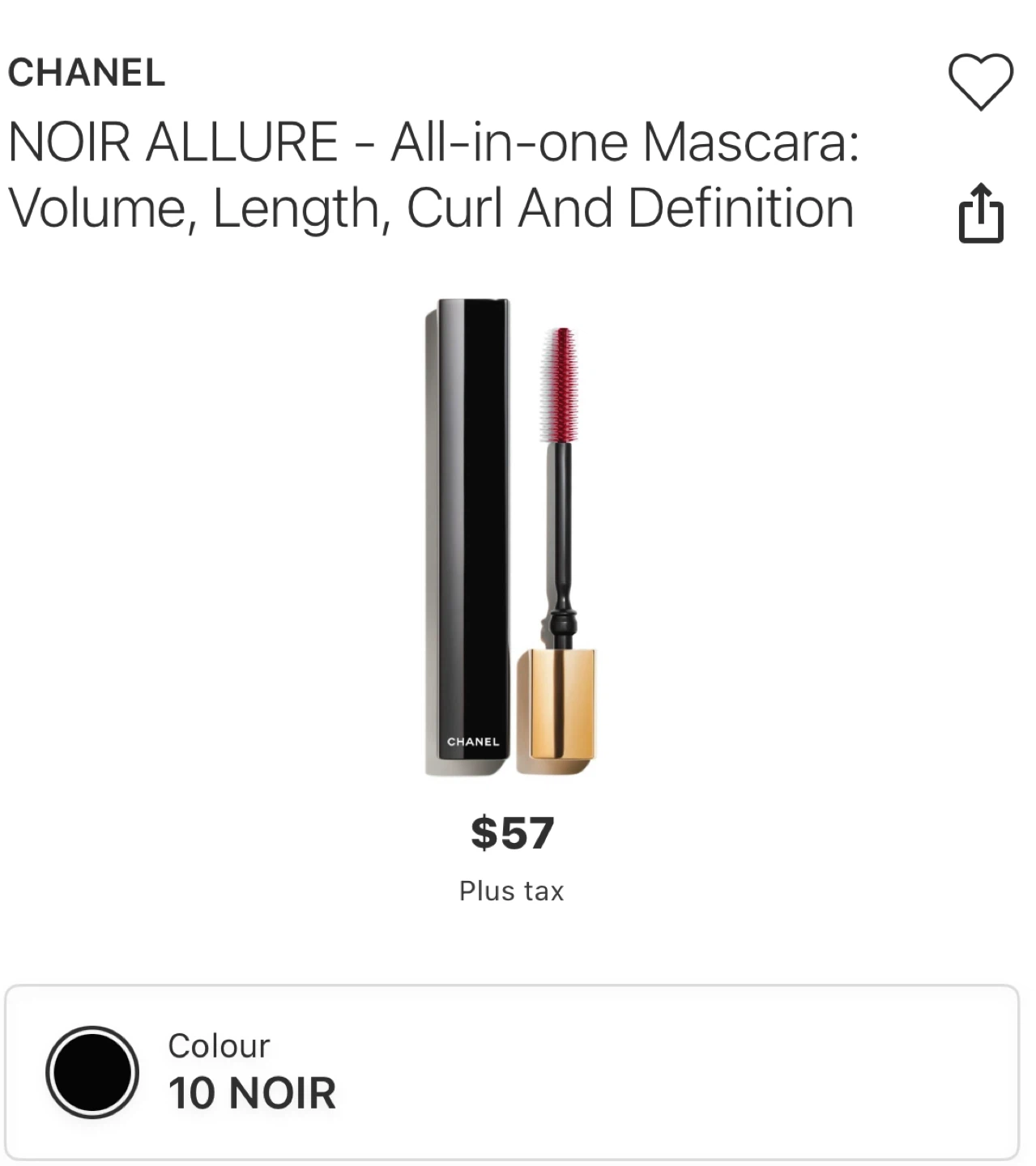 1g Chanel Noir Allure Mascara - 10 Noir