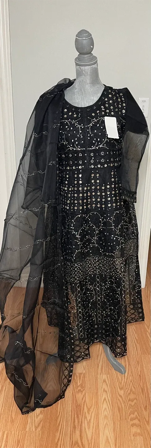 Embroidered long frock suit thumbnail