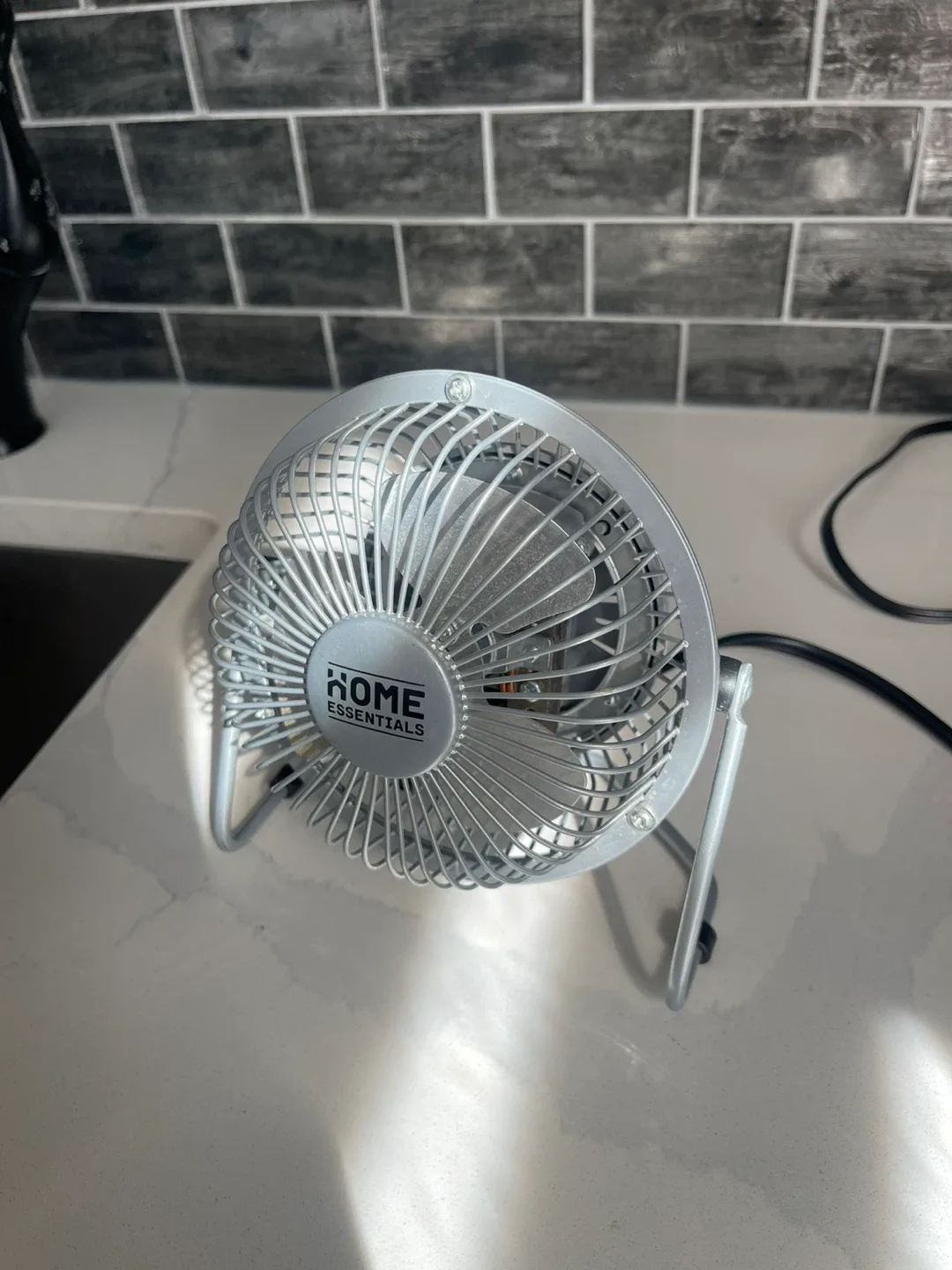 Home Essentials Silver Mini Desk Fan thumbnail