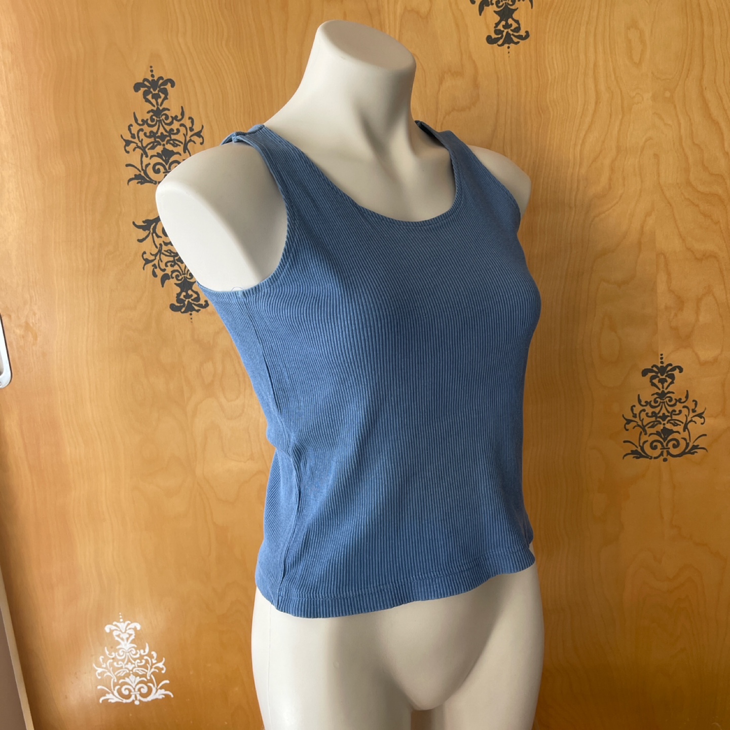 Vintage 90s Blue Ribbed Cropped Tank Top s/M - photo 3