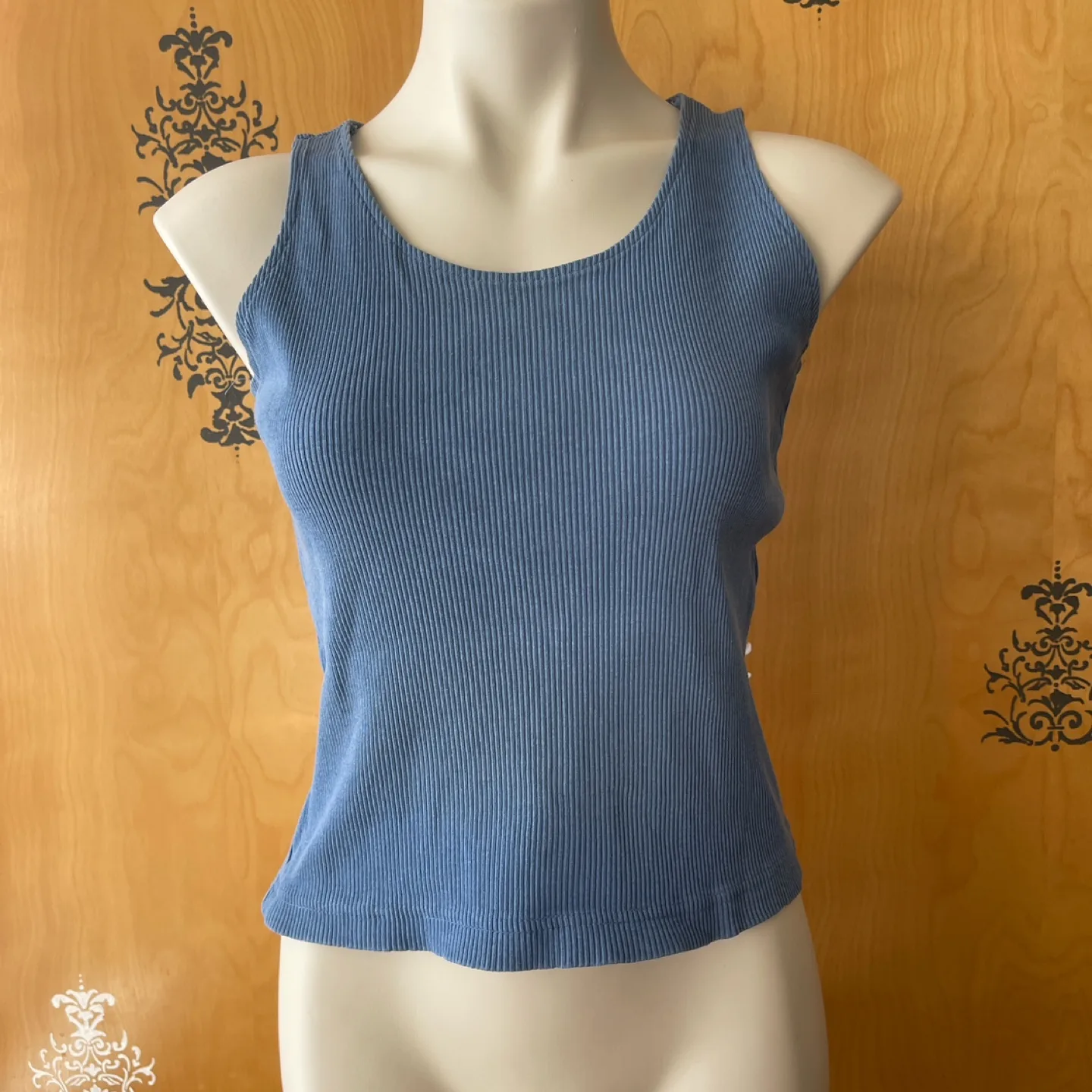 Vintage 90s Blue Ribbed Cropped Tank Top s/M image indicator(2)